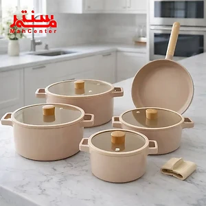 سرویس قابلمه 9 پارچه نیوفلیم مدل FIKA به رنگ صورتی